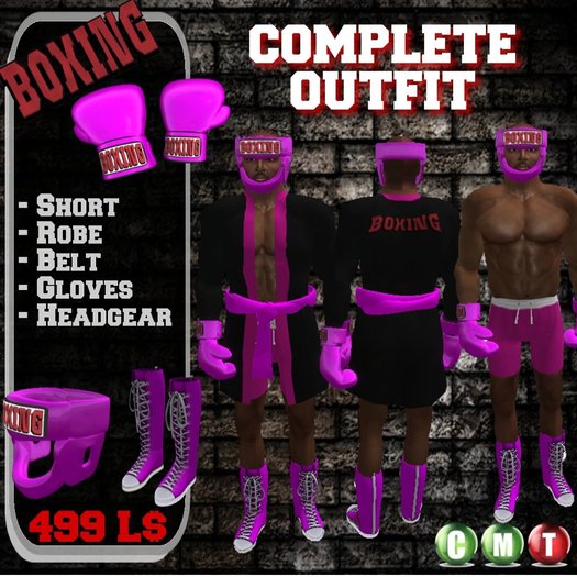 Second Life Marketplace Boxing full outfit pink Boxer suit Boxer